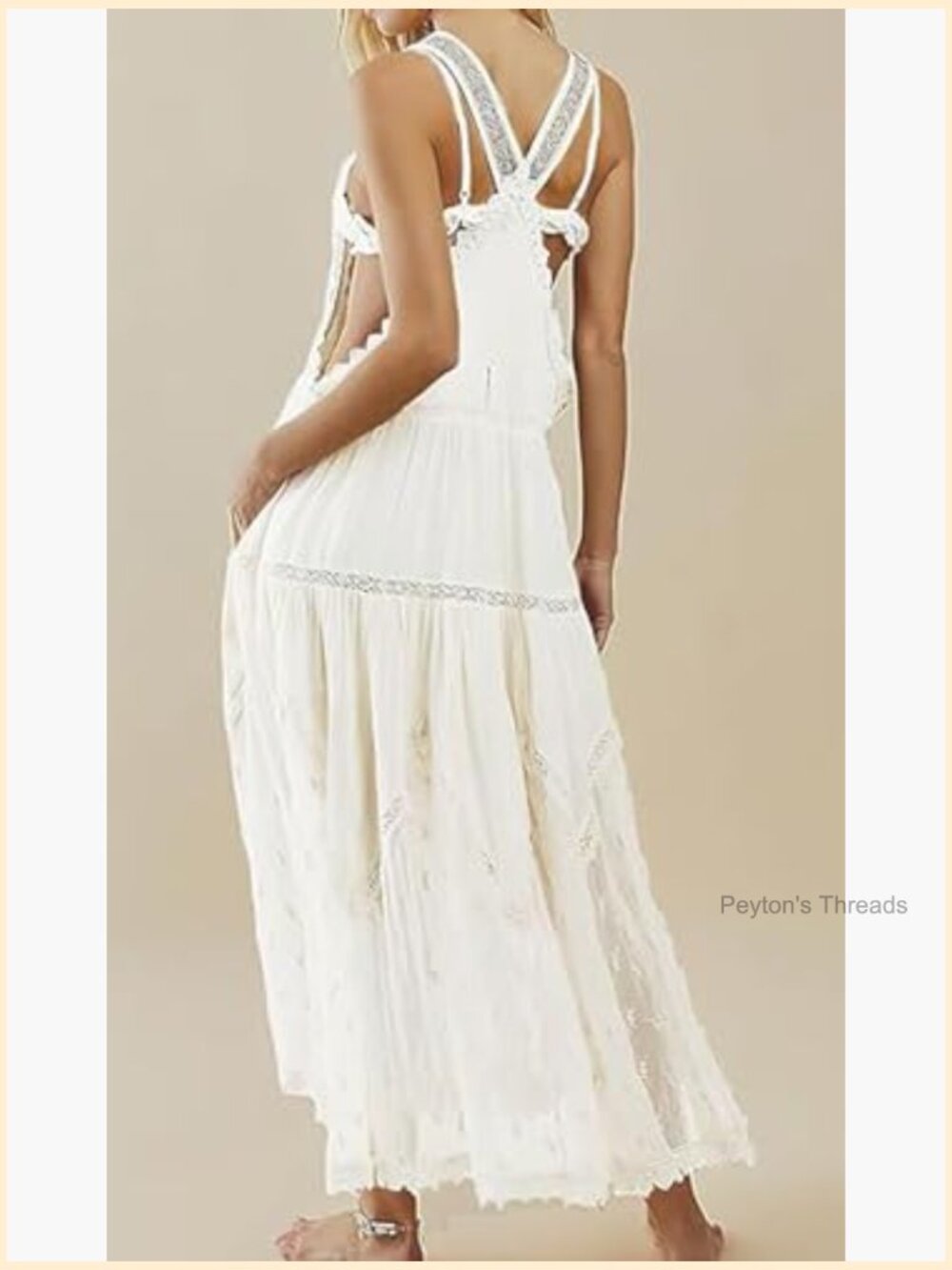 Lace Embroidered Adjustable Strap Maxi Dress with Pockets - Picture 4 of 7